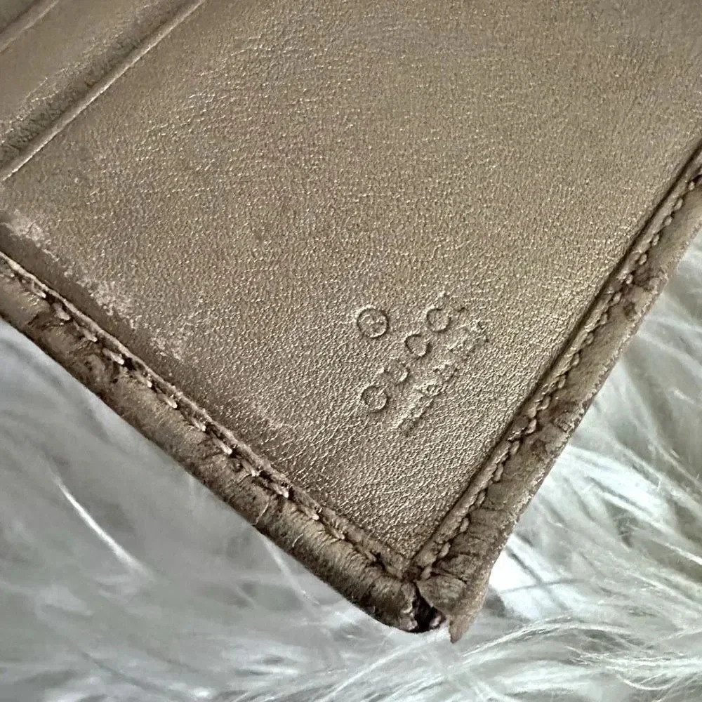 GUCCI | Authentic Vintage Unisex Canvas Compact Wallet Tan Brown Gold - Picture 5 of 10